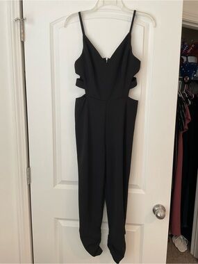 Black Cutout Spaghetti-Strap Jumpsuit
